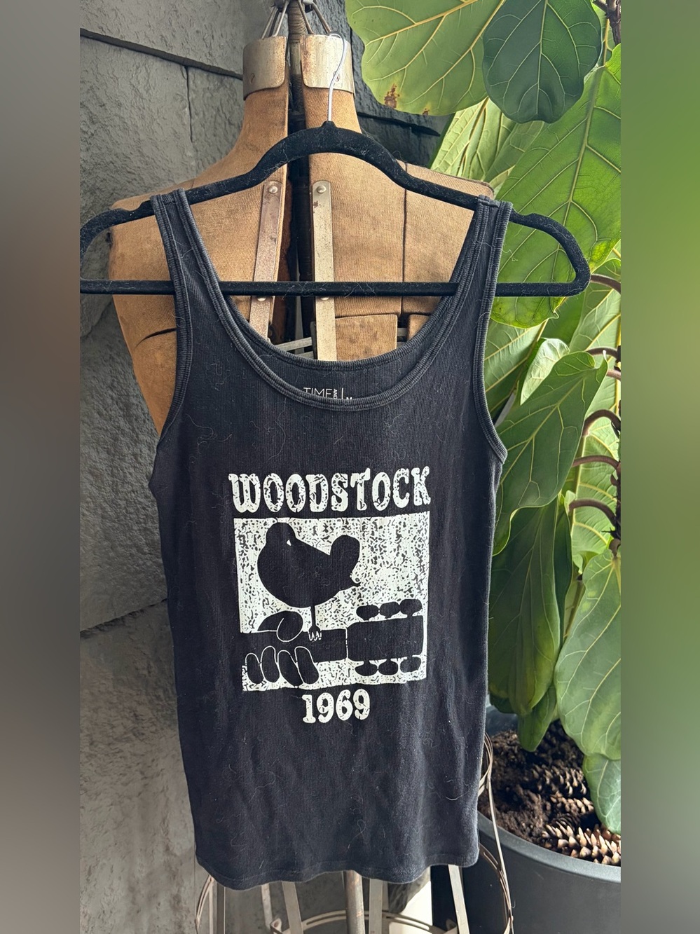 Time and Tru Black Woodstock 1969 Graphic Tank
